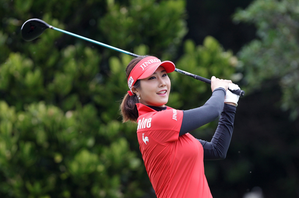 NANJO, JAPAN - MARCH 07:  Ha-Neul Kim of South Korea plays a tee shot during the second round of the Daikin Orchid Ladies Golf Tournament at the Ryukyu Golf Club on March 7, 2015 in Nanjo, Japan.  (Photo by Chung Sung-Jun/Getty Images)